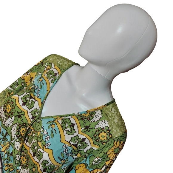 Anthropologie Tiny Long Sleeve Printed V Neck Wrap Top - Picture 4 of 16